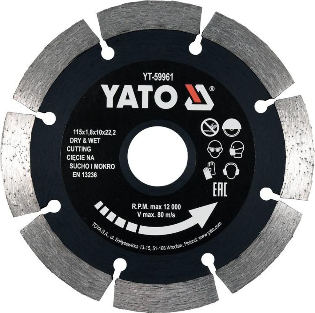YATO Trennscheibe Winkelschleifer YT-59961 Mangan-Stahl 22,2mm 115mm