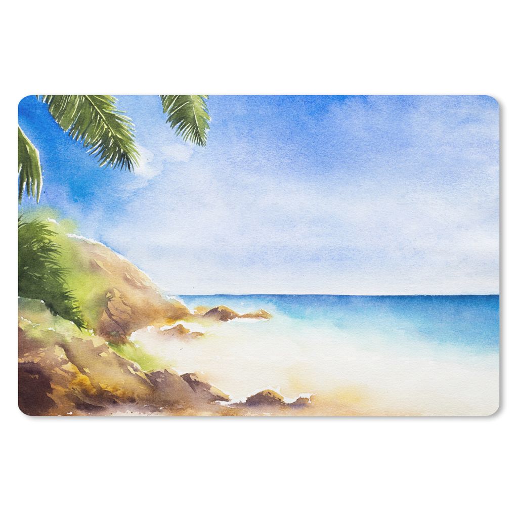 MuchoWow Schreibtischunterlage Meer - Strand - Berge 60x40 cm - XXL Mauspad - Großes Mauspad