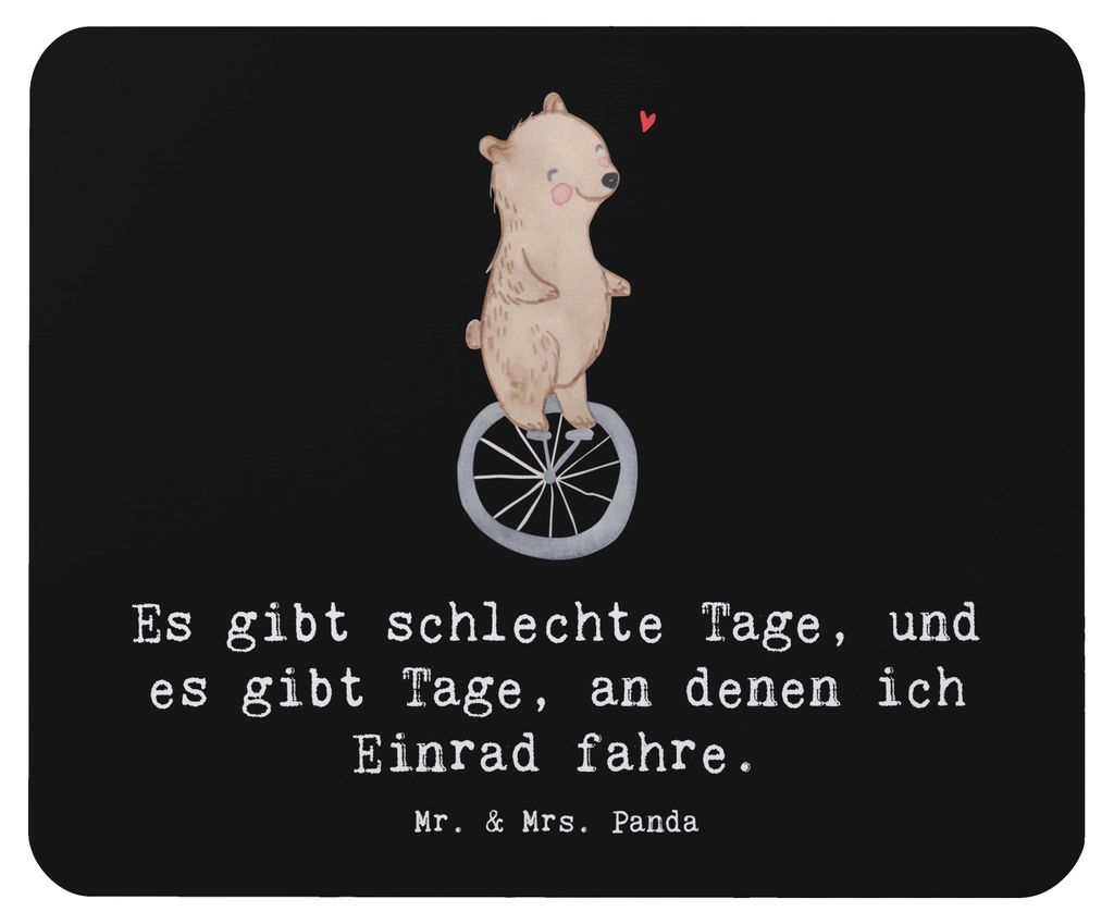 Mr. & Mrs. Panda Mousepad Bär Einrad fahren - Schwarz - Geschenk, pc, mausunterlage, Sport, Mauspad, Mouse Pad