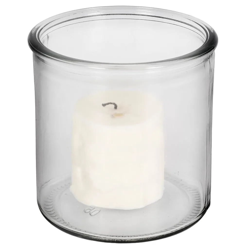 Lanterne de jardin noire avec insert en verre décoratif - 34x22 cm