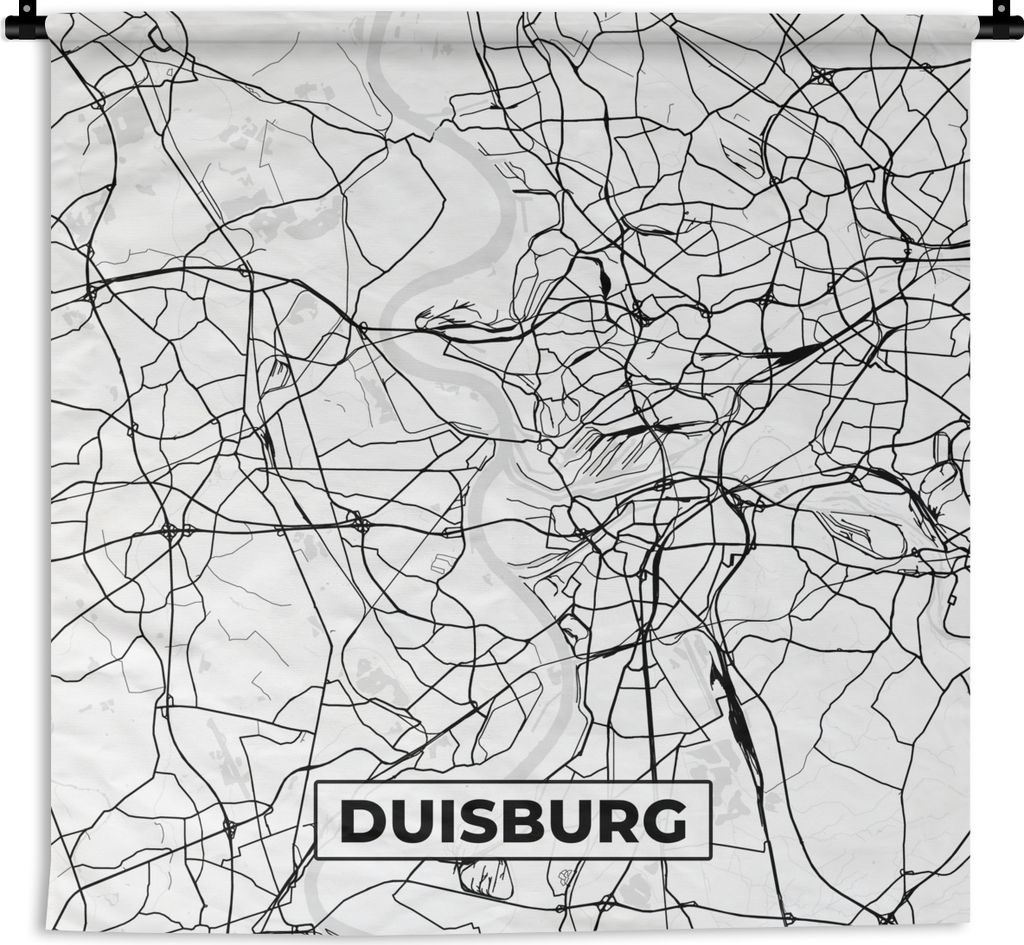 MuchoWow Wandteppich Wandbehang Duisburg - Karte - Stadtplan 90x90 cm Tapisserie Dekoration Wandtuch - Wandaufhänger