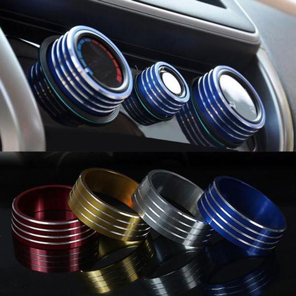 3pcs/Set Autos Alu Dekoration Stereo Klimaanlage Knob Ring für Honda New City Vezel Fit XRV - Silber
