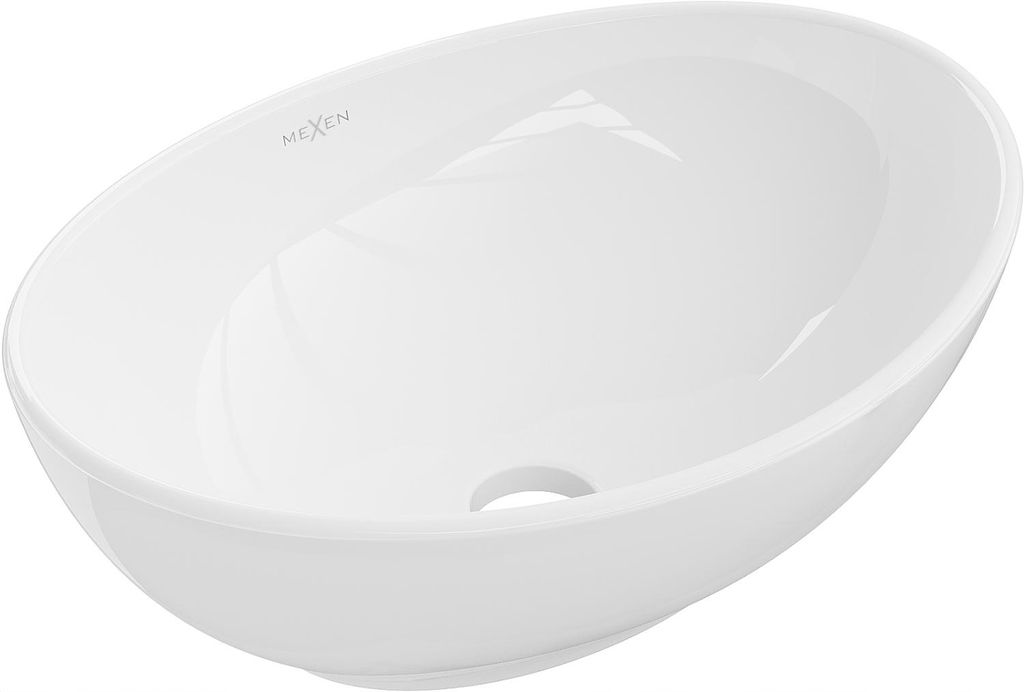 Aufsatzwaschbecken Oval 40,5 x 33 cm Weiß Keramik Waschbecken Waschschale Bad