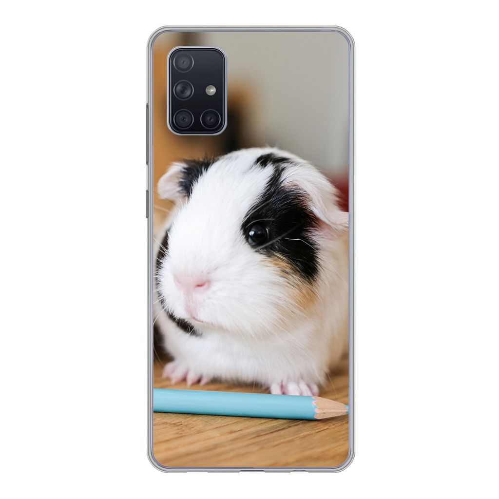 MuchoWow Handyhülle Schutzhülle Hülle für Samsung Galaxy A71 Entzückende Baby-Meerschweinchen Silikon Softcase Handy Hülle - Kartenbesitzer