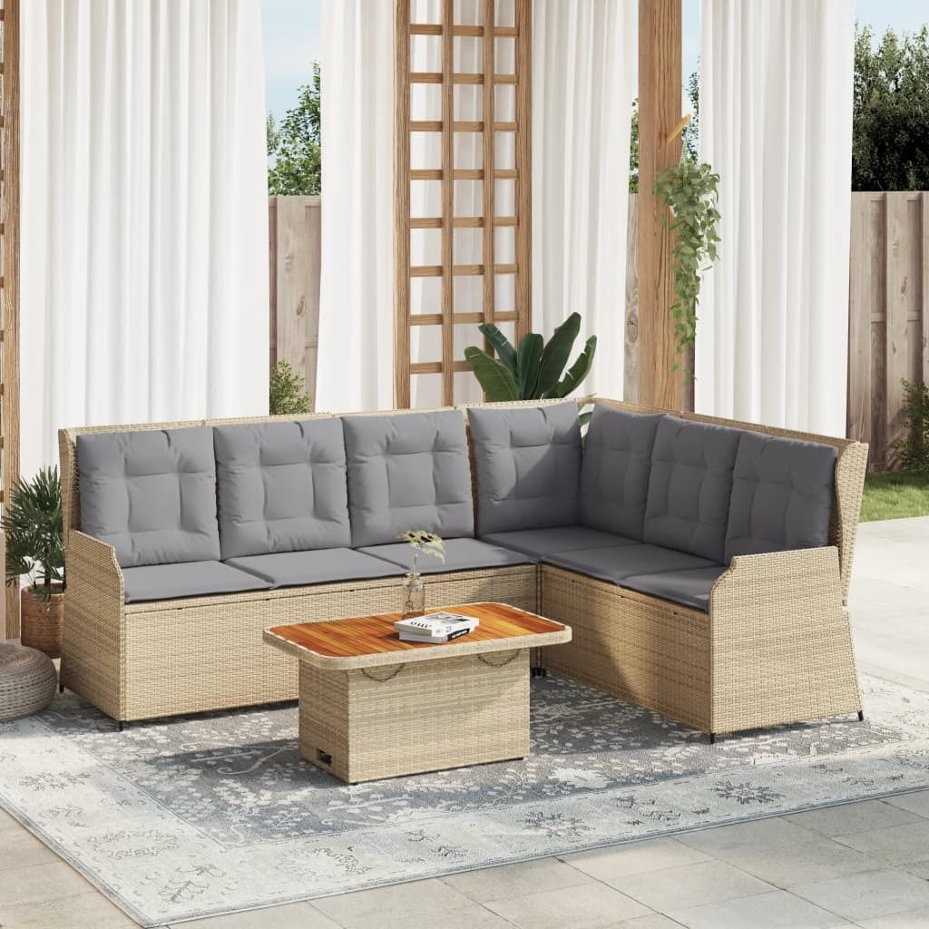 "2026 Promotion" 5-tlg. Garten-Lounge-Set - Sitzgruppe - mit Kissen - Beige Poly Rattan - Gartenmöbelset CC12931