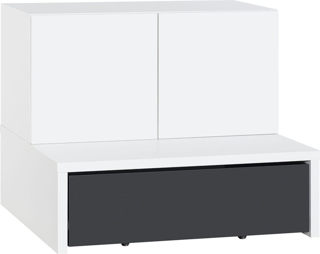 Jugendzimmer - Kommode Marincho 06, 2-teilig, Farbe: Weiß / Schwarz - Abmessungen: 89 x 107 x 95 cm (H x B x T)