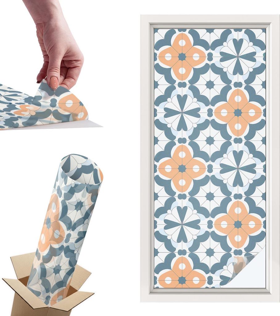 Buntglasfolie für Fenster – 116x50 cm – Stained-Glass-Fensterfolie, dekorativ & blickdicht – Selbstklebende Glasdekorfolie im Buntglas-Desig...