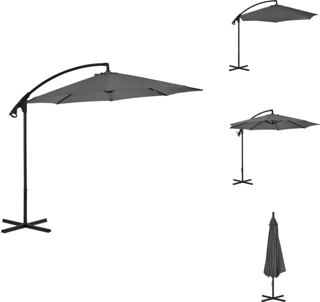 Parasol 300 cm Anthracite contre la chaleur - Mât acier haute résistance