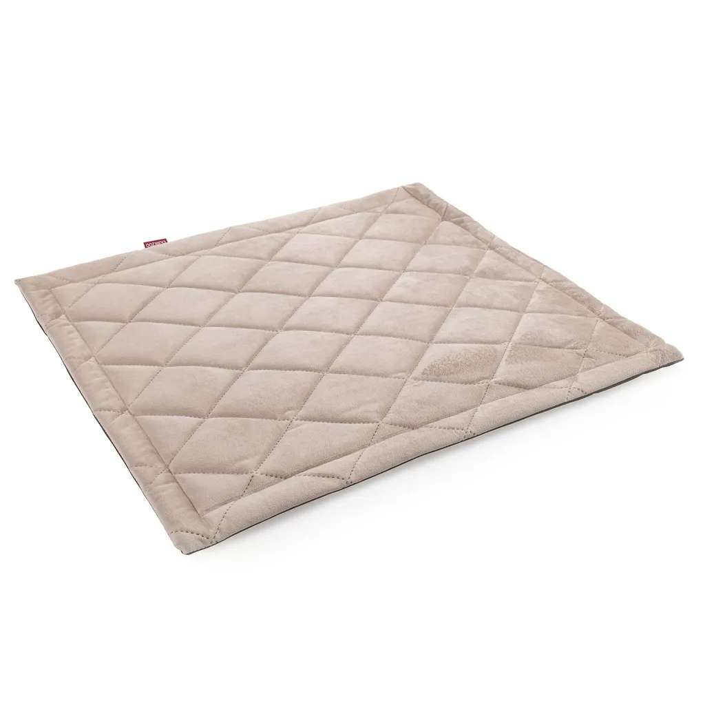 Matelas chien antidérapant fini les glissades lit velours beige 72x100 cm