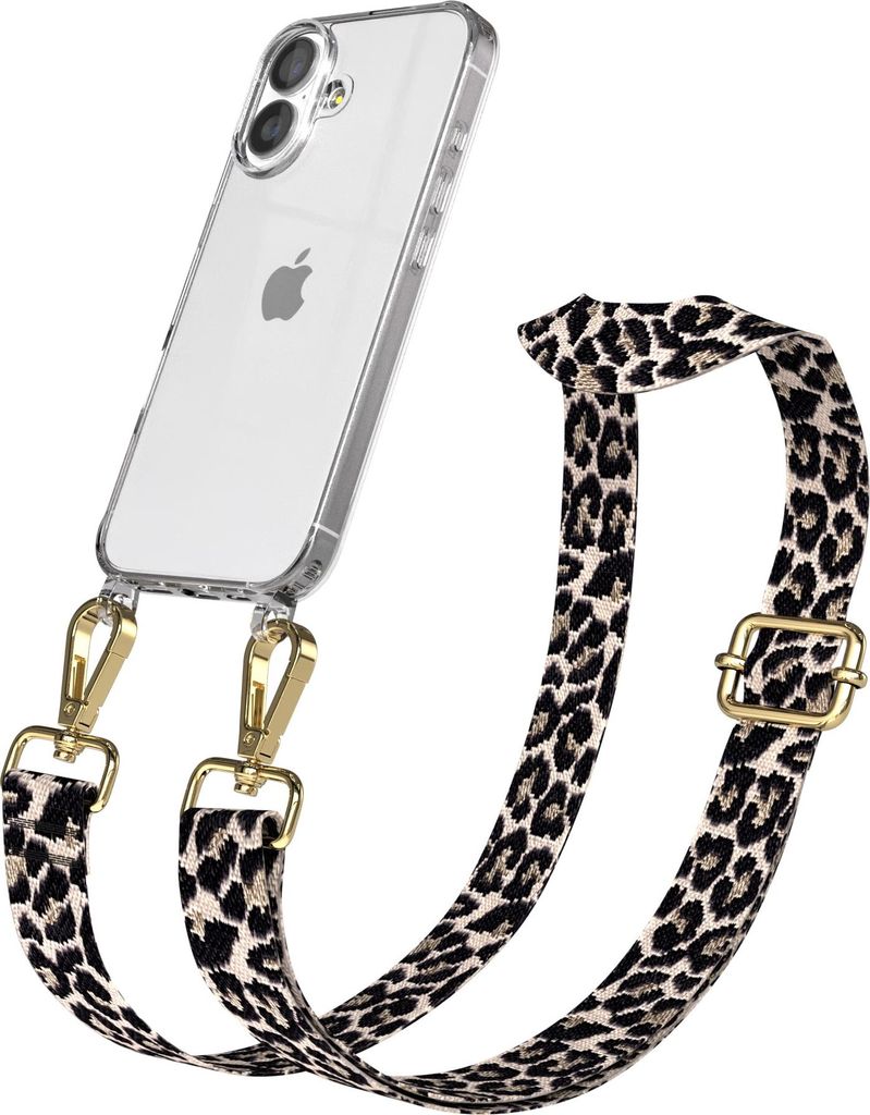 EAZY CASE Handykette - Verstellbarer Trageriemen kompatibel mit Apple iPhone 17, Handykordel mit transparenter Silikon-Hülle, Band in Schwarz