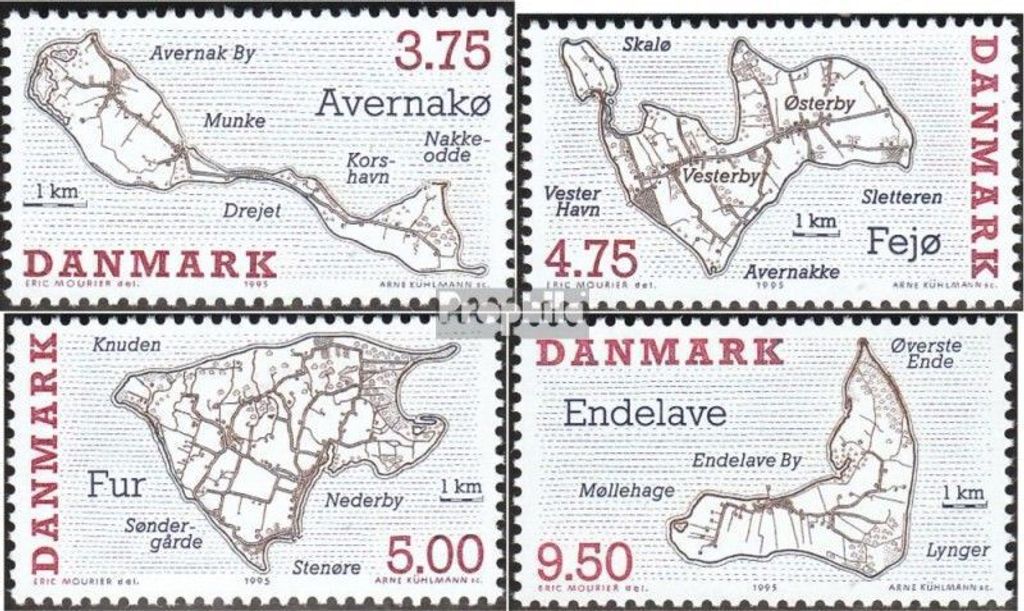 Briefmarken Dänemark 1995 Mi 1096-1099 (kompl.Ausg.) postfrisch Dänische Inseln