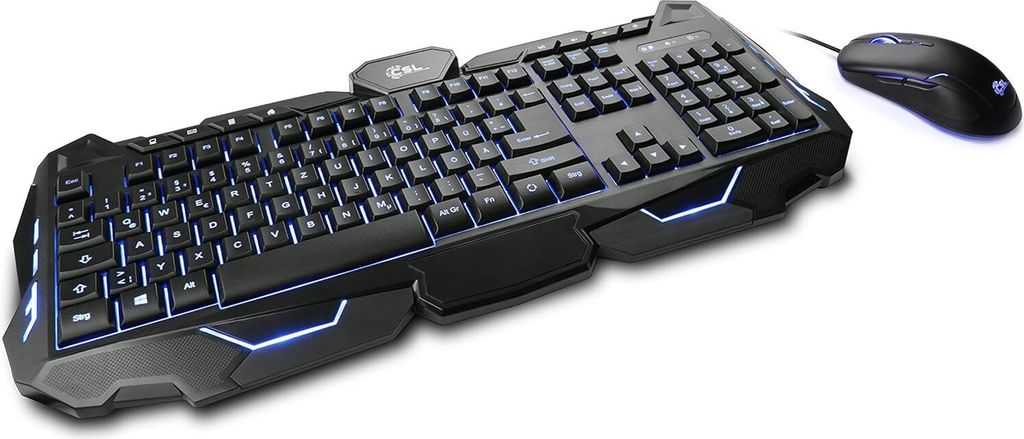 Gaming Tastatur- und Maus-Set, Beleuchtete Gaming Tastatur & Maus Set | LED-Beleuchtung | RGB | schwarz | QWERTZ-Tastenlayout | 2400 DPI