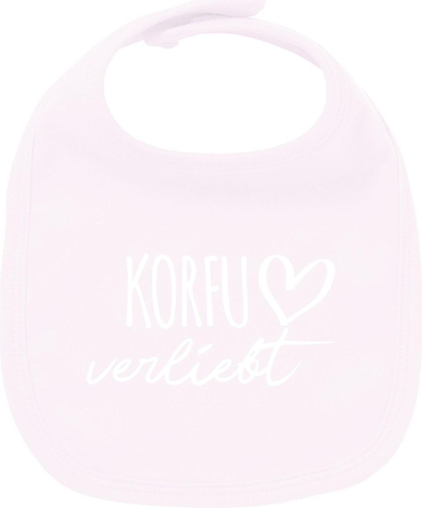 Huuraa Unisex Babylatz Korfu verliebt Geschenk Babypink Baumwolle Korfu Mitbringsel