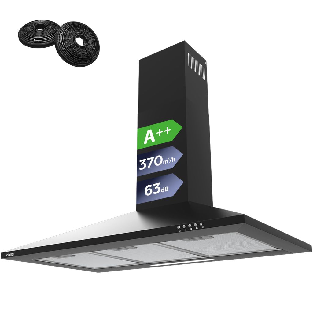 CIARRA A++ 370 m³/h Dunstabzugshaube 90 cm Wandhaube Produktbild 