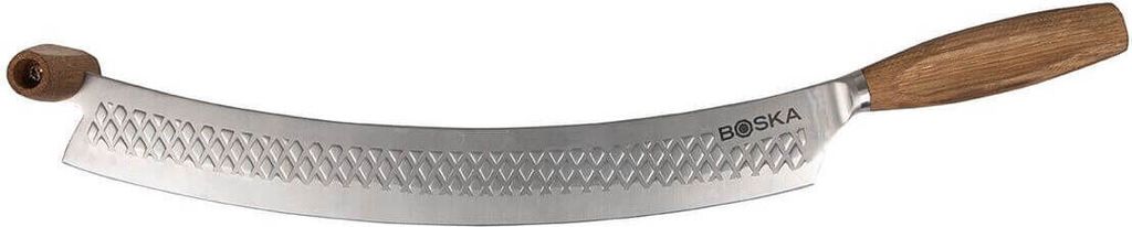 Boska Pizza- & Käsemesser Oslo+ / Non-stick BSF / Sicher beidhändig verwendbar/Für Pizza und Käse/Stilvoll/Eichenholz & Edelstahl