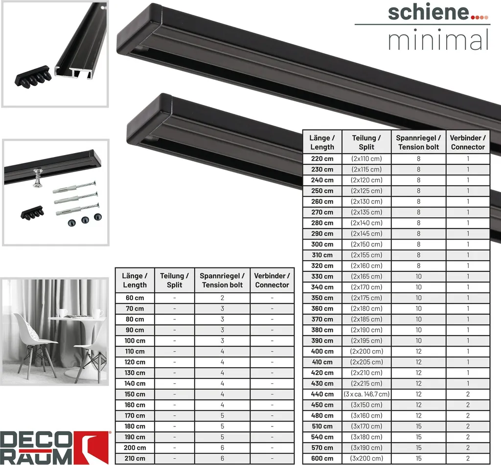 Binario Alluminio Nero Minimal 210cm - Top Qualità Prezzo Online - 4
