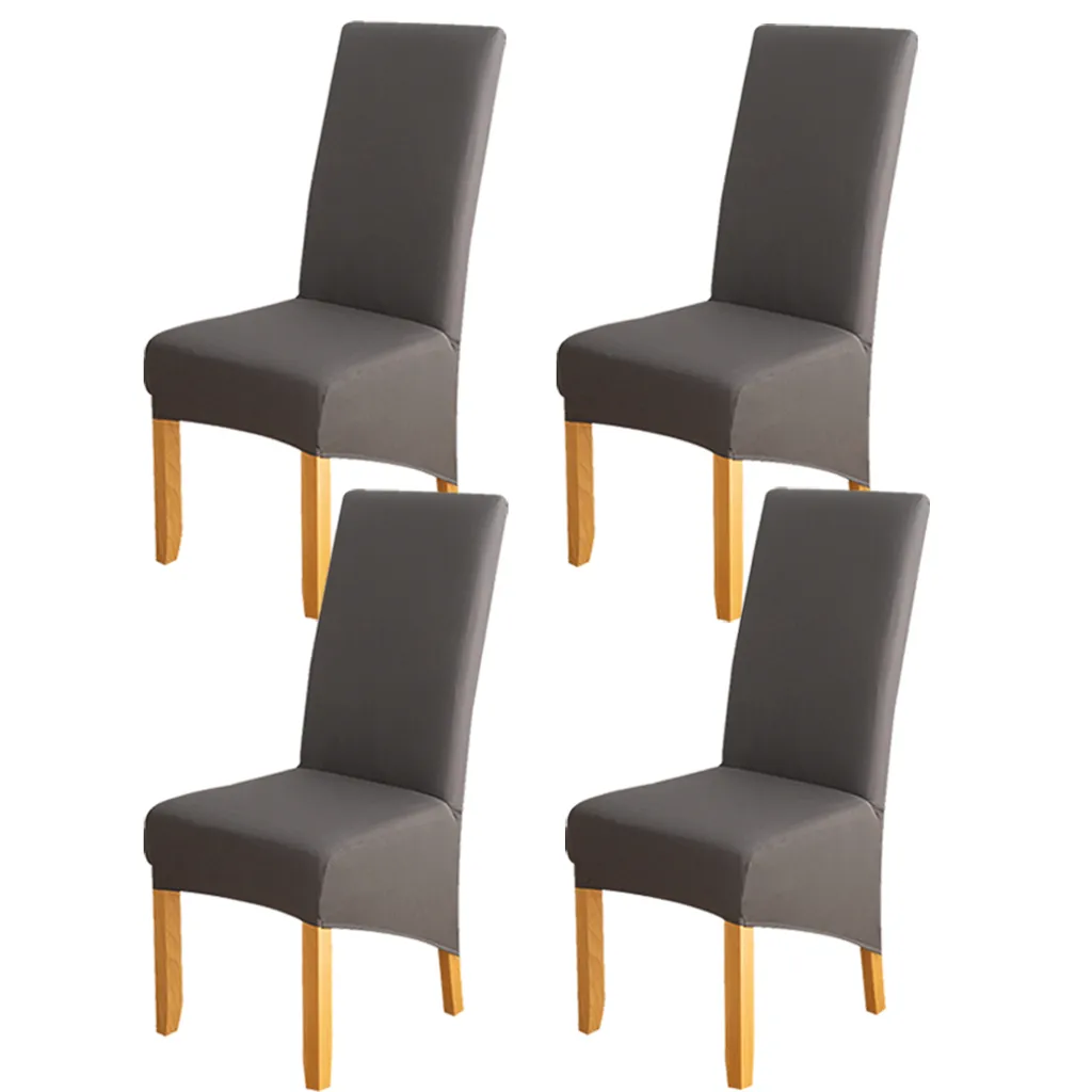 Set 4 Coprisedia Grigio Scuro Universali Elasticizzati Sala da Pranzo