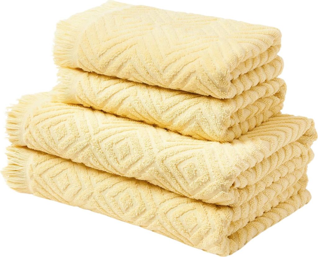 Westwing Handtuch-Set 100% Baumwolle 490 g/m² 4 Stück gelb