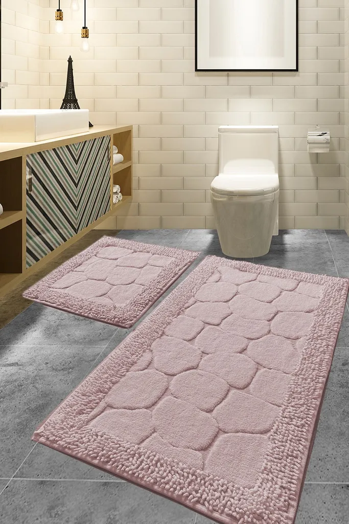Tapis de bain 2 pièces pour sortie de douche sécurisée et pieds secs