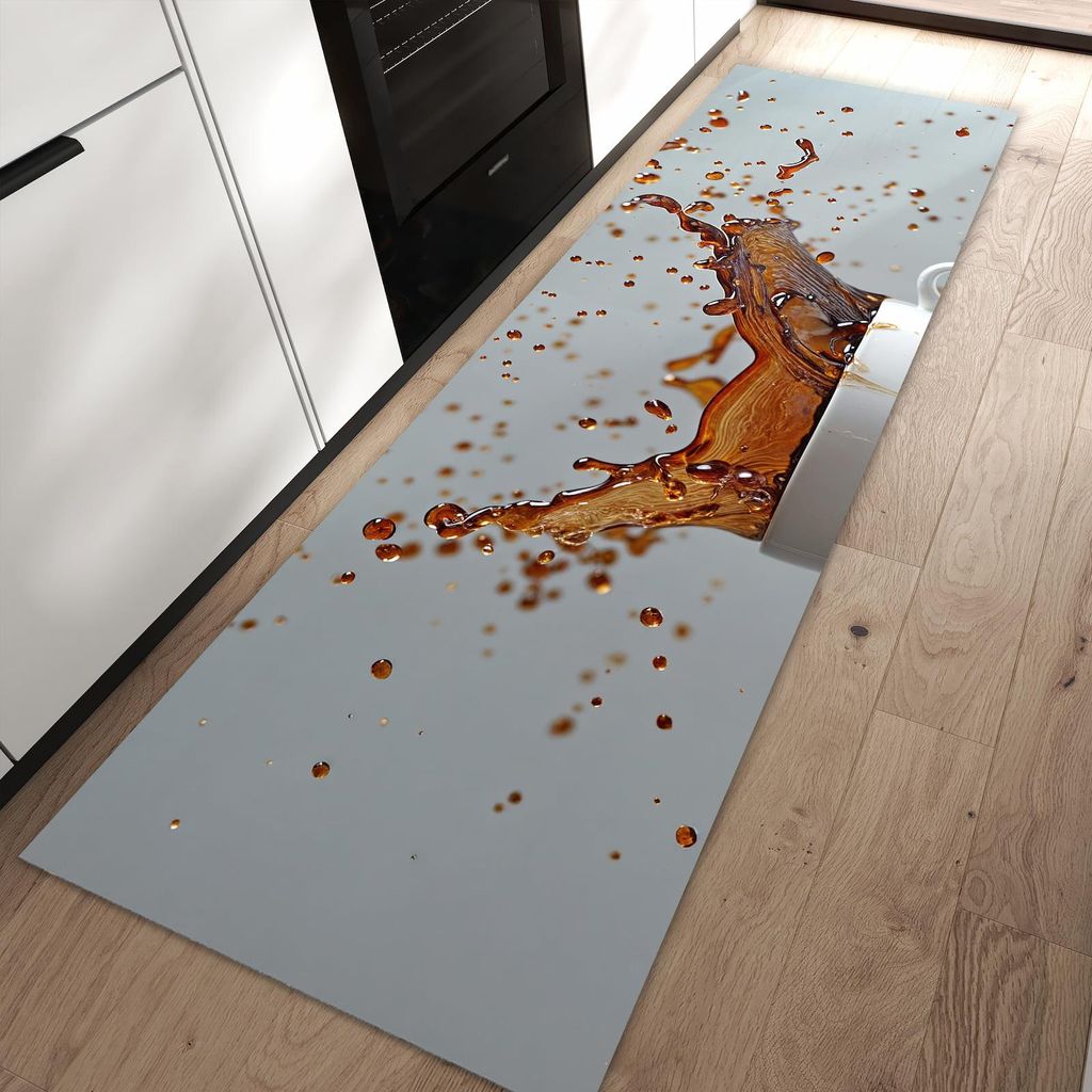 Küchenteppich 60x90cm rutschfest & abwischbar PVC Läufer - Kaffeeexplosion