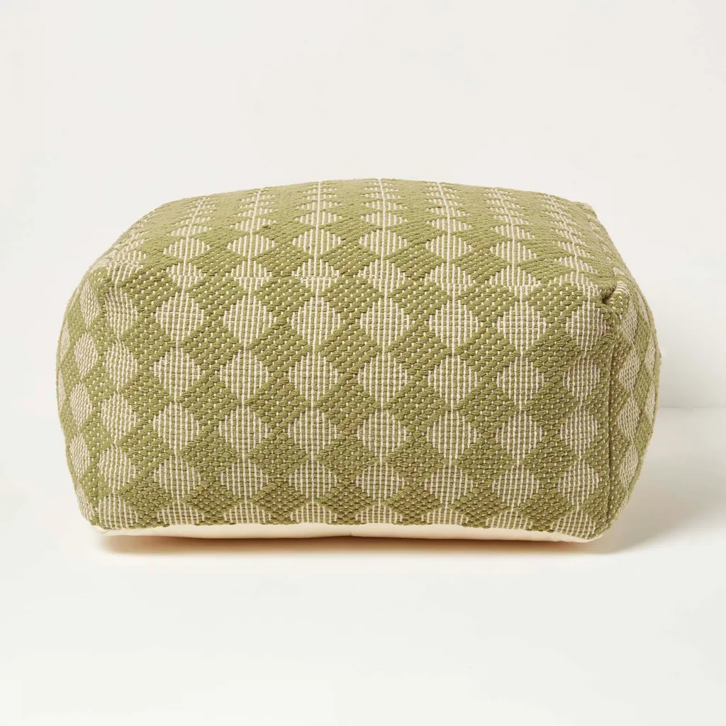 Pouf Verde Lima Homescapes: Must-Have Boho 55x30 cm Cotone