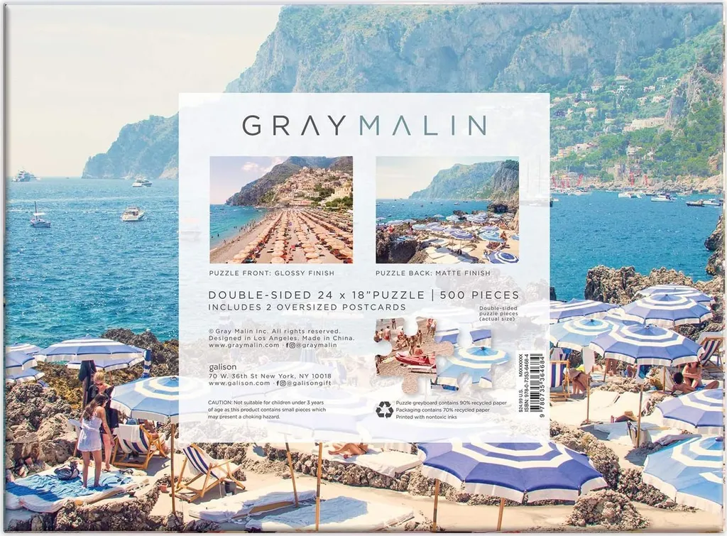 Puzzle 500 pièces Gray Malin Italie : Double Défi sans Reflets ni Ennui