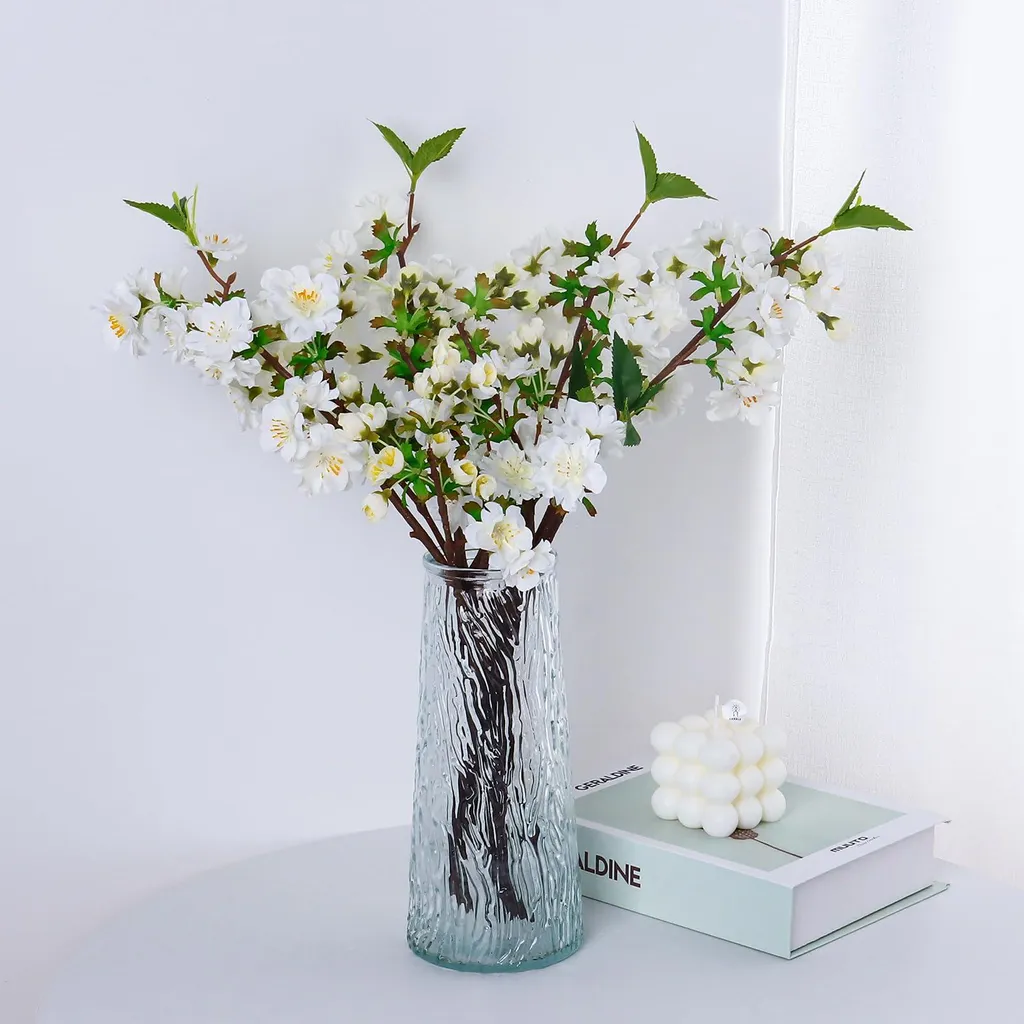 Branches de cerisier synthétiques blanches 49cm pour déco intérieure
