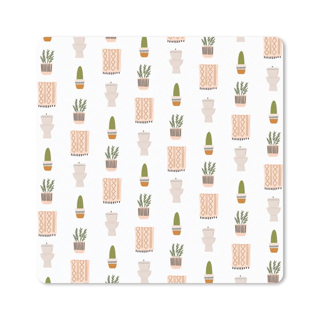 MuchoWow Mauspad Mousepad Badezimmer - Pflanzen - Muster 20x20 cm - Mousepads - Maus Mat - Pad - Mausunterlage - Desk Mat - Bureauartikeln