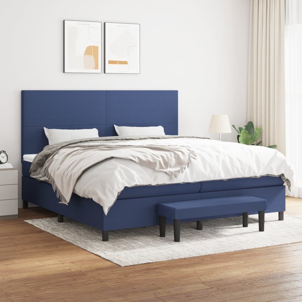 "Rabatt" Boxspringbett mit Matratze - 2 Personen - Strapazierfähiger Stoff - Blau 200x200 cm Stoff - Klassische Betten CC6292
