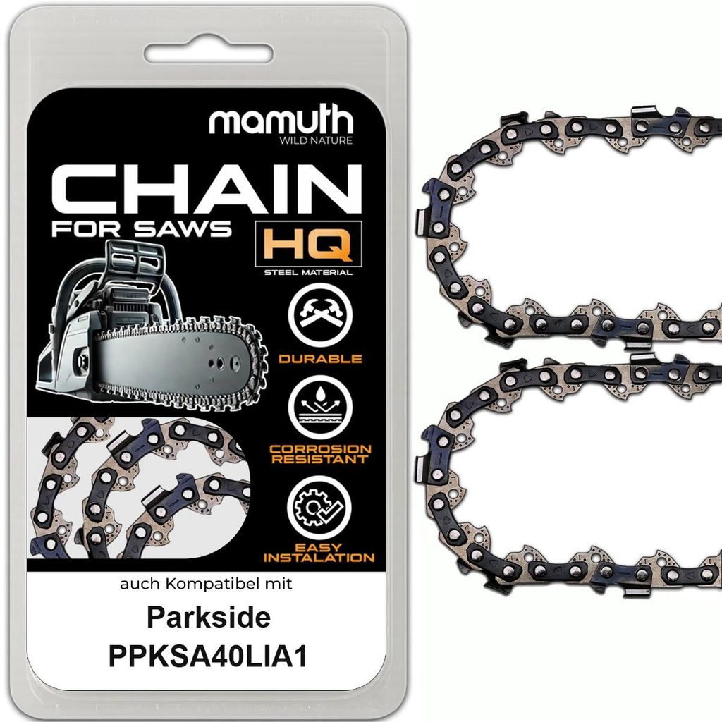 2x Sägekette 40cm 1,1mm 3/8" 56TG für Parkside PPKSA40LIA1 Produktbild 