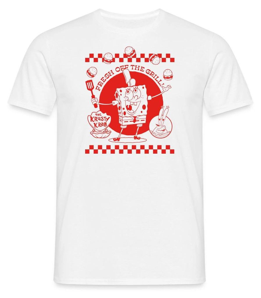 Spreadshirt Spongebob Schwammkopf Fresh Off The Grill Männer T-Shirt, 3XL, Weiß