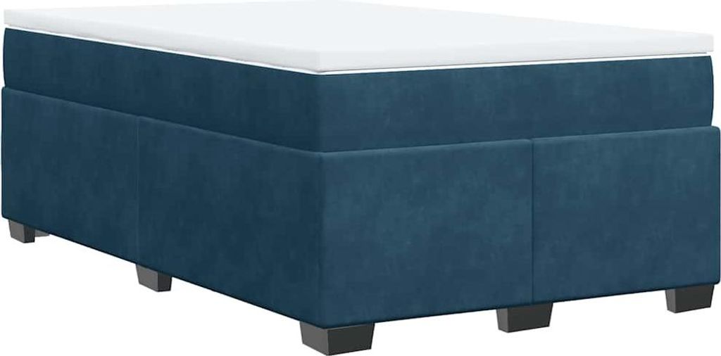vidaXL Boxspringbett mit Matratze Dunkelblau 120x190 cm Samt