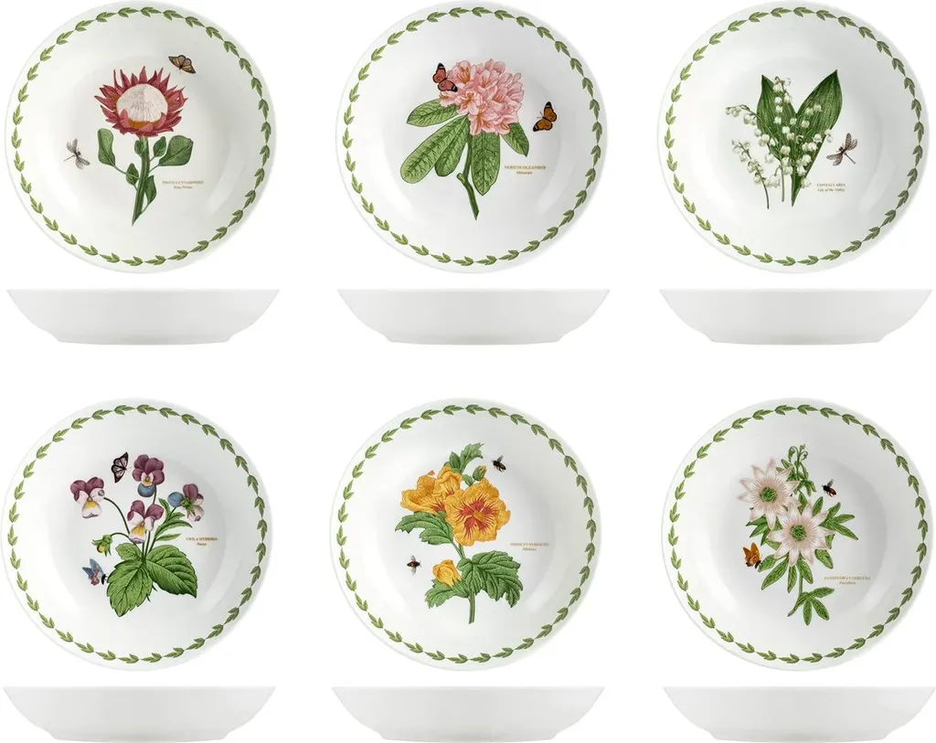 Assiettes Creuses en Porcelaine à Motifs Floraux Assortis H&H - Lot de 6