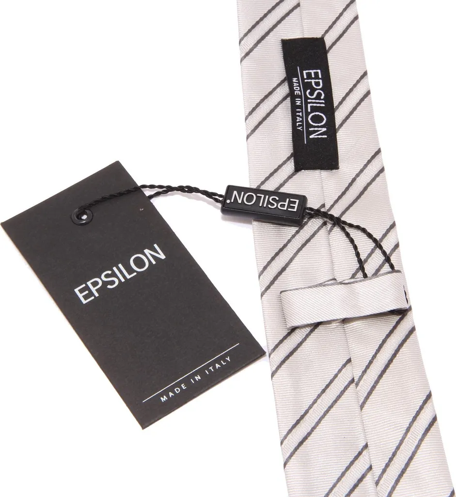Cravatta Cerimonia EPSILON 8600W Seta Argento - Accessorio Sposo Invitato - 4