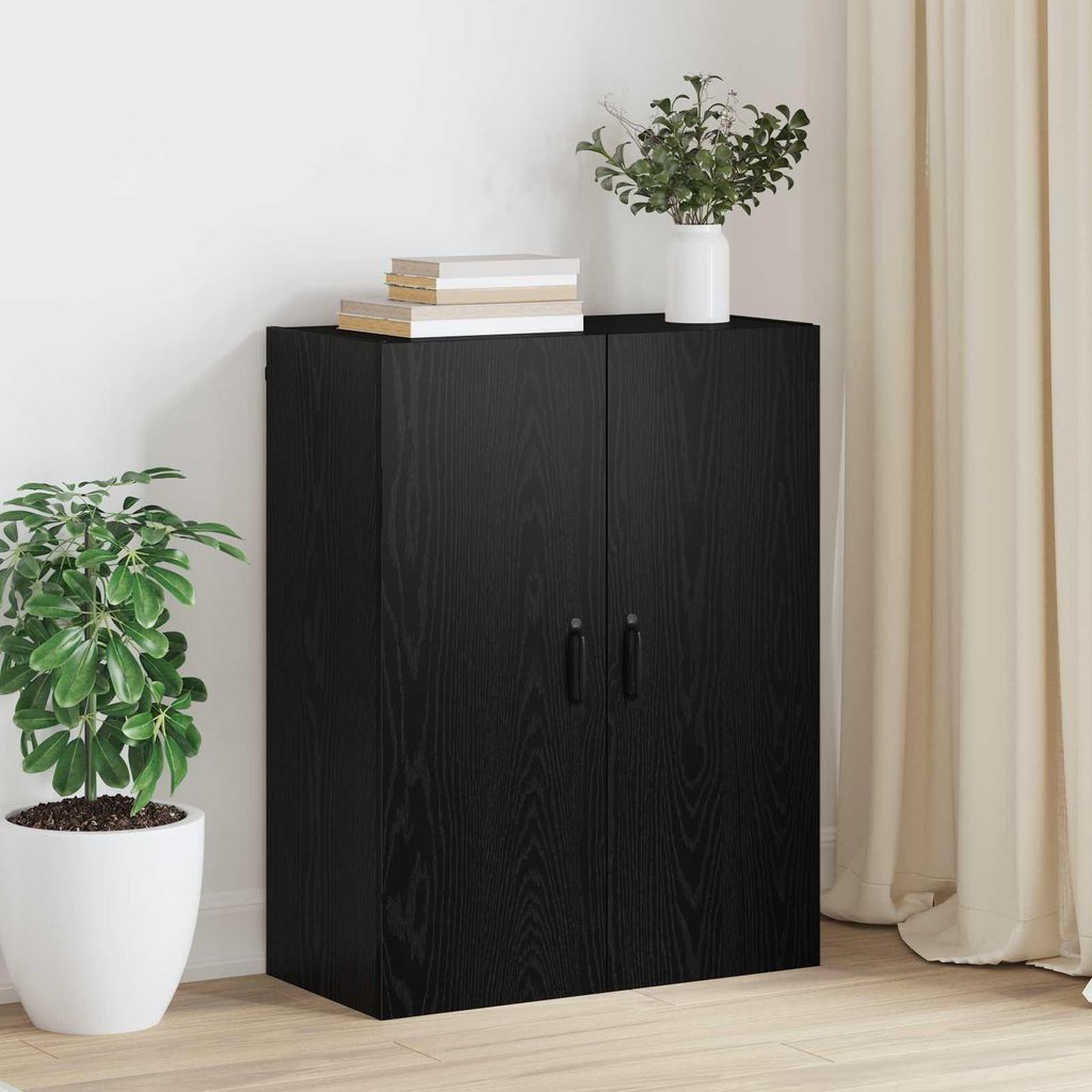 vidaXL Wandschrank Wandmontiert Schwarz Eichen-Optik 69,5 x 34 x 90 cm