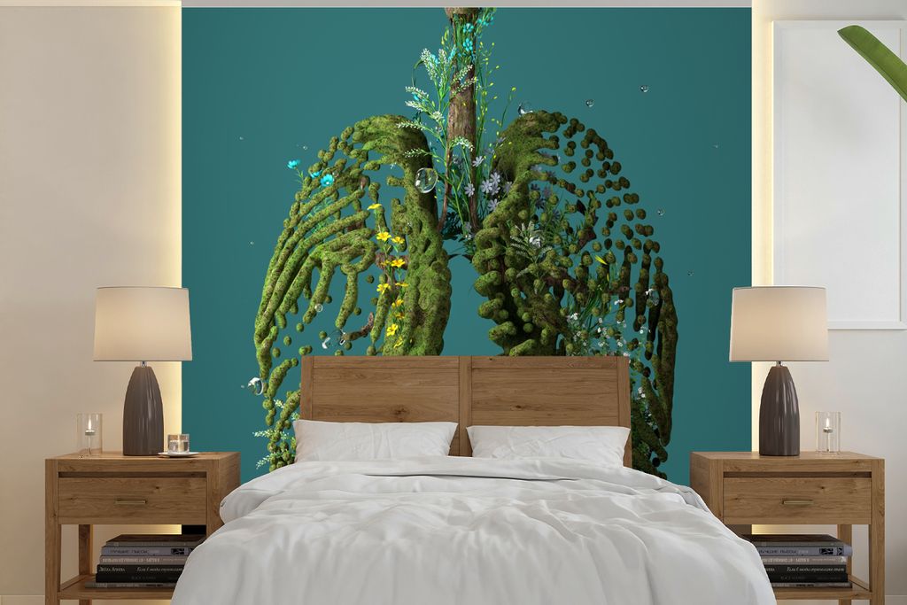 MuchoWow Fototapete für Wohnzimmer oder Schlafzimmer Wandtapete Vinyl Motivtapete Grüne Lunge - 220x220 cm - Tapeten