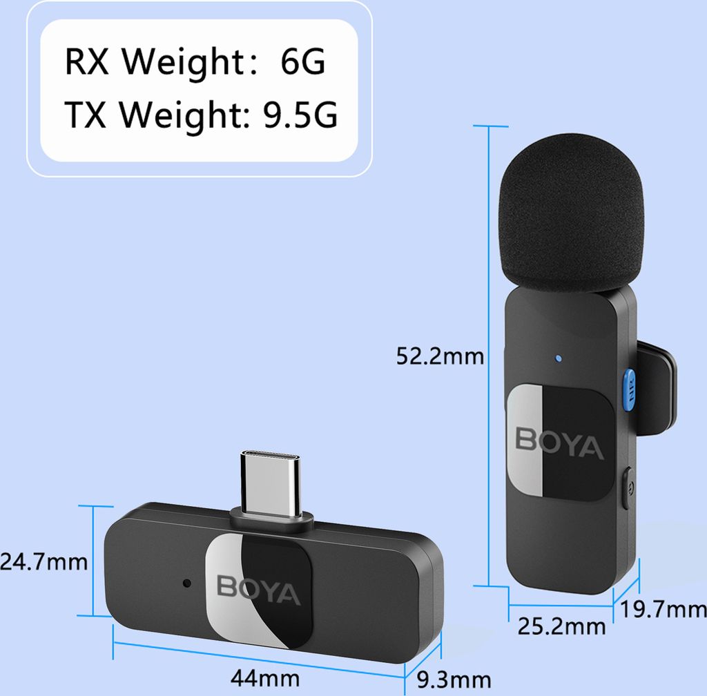 BOYA BY-V20 One-Trigger-Two 2,4-G-Funkmikrofonsystem Produktbild 8