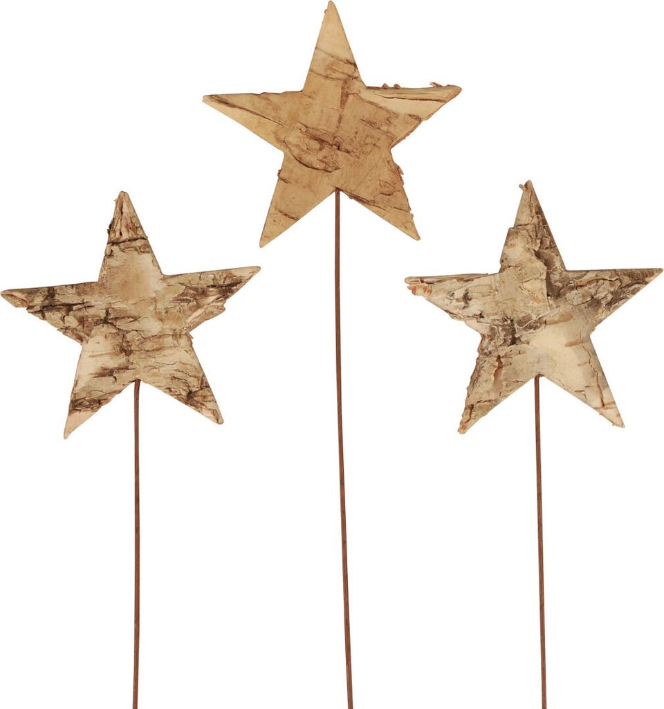 Deko Sterne zum Stecken Baumrinde Advent Weihnachten 24 Stk, 24 Stück