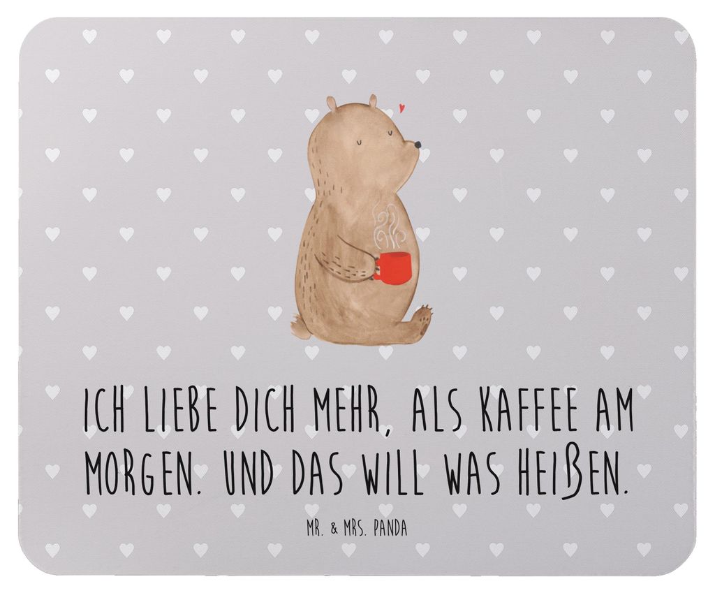 Mr. & Mrs. Panda Mouse Pad Bär Morgenkaffee - Grau Pastell - Geschenk, Jahrestag, mousematte, für Freundin, Mousepad, Valentinstag, Frauen, Hochz...