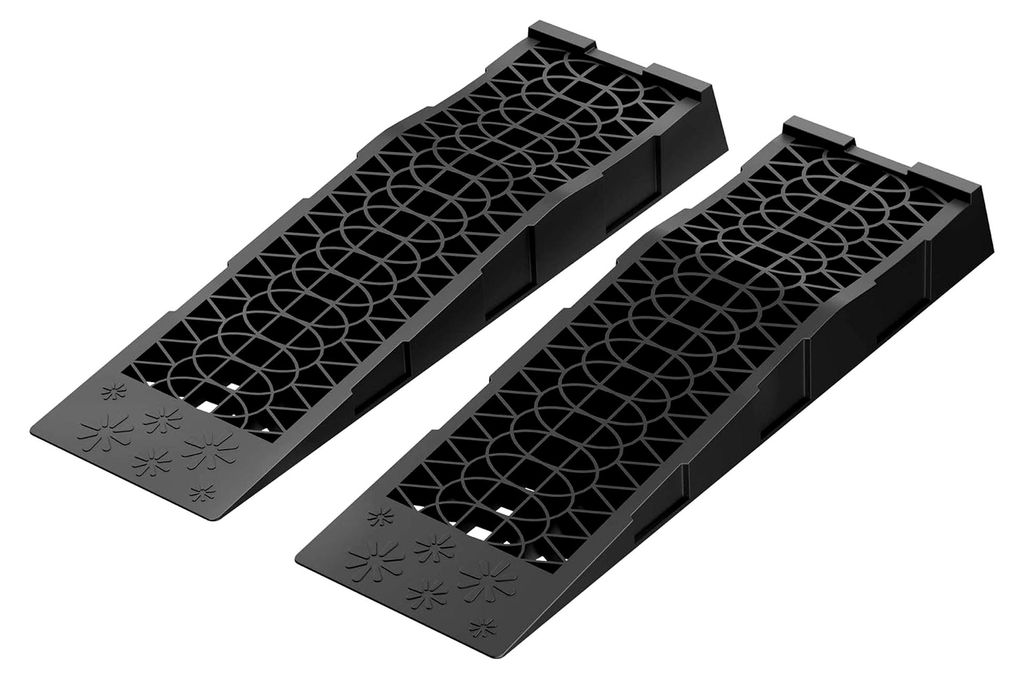 Auffahrrampe 2er Set mit 5 t Traglast, robuste Autorampen aus PP, Unterlegkeile 70 x 20 x 7,8 cm, flache Auffahrkeile für Pkw, Camper, tiefergeleg...