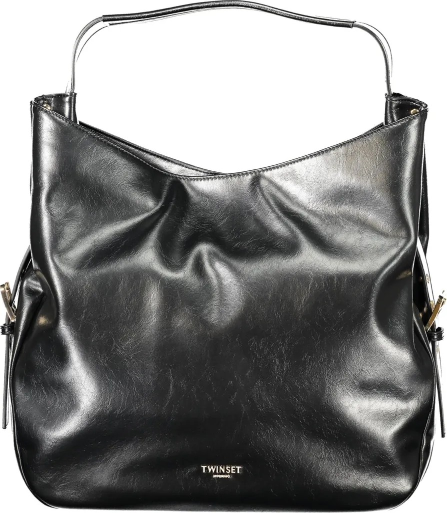 Sac hobo noir en similicuir souple avec finitions dorées et design luxe