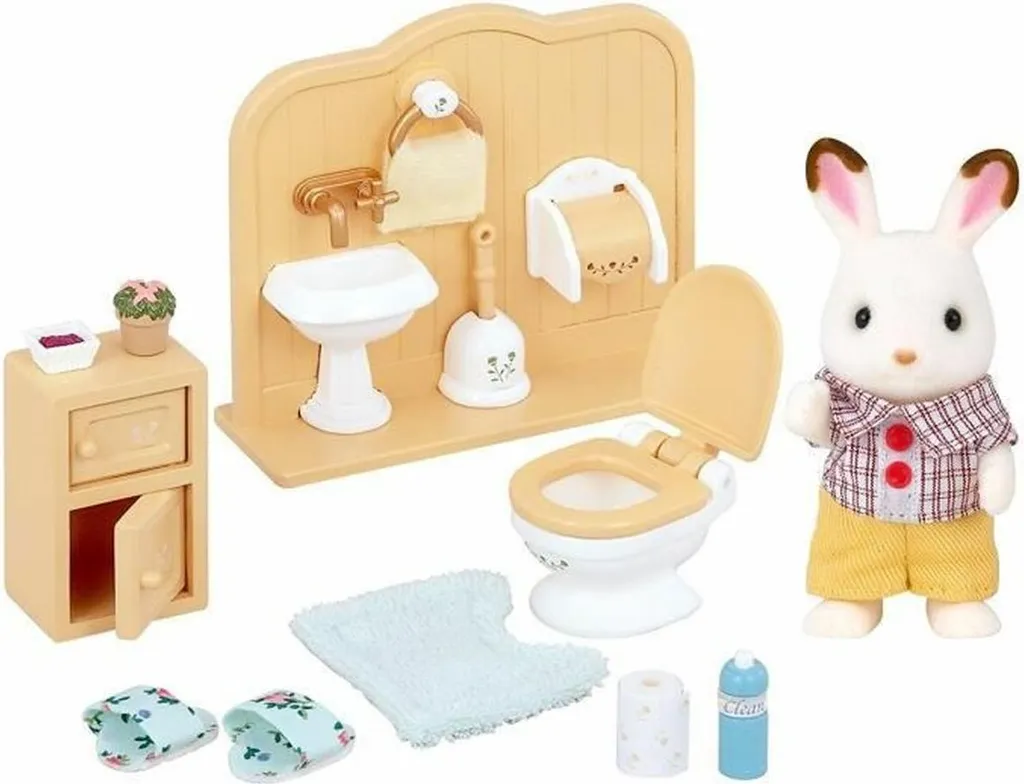 Figurine Lapin Chocolat Sylvanian Families et Accessoires de Toilette