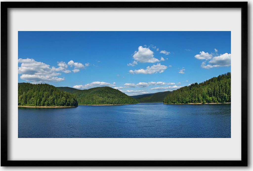 Bild 60x40 MDF-Rahmen Wandkunst Lake Forest Landschaft