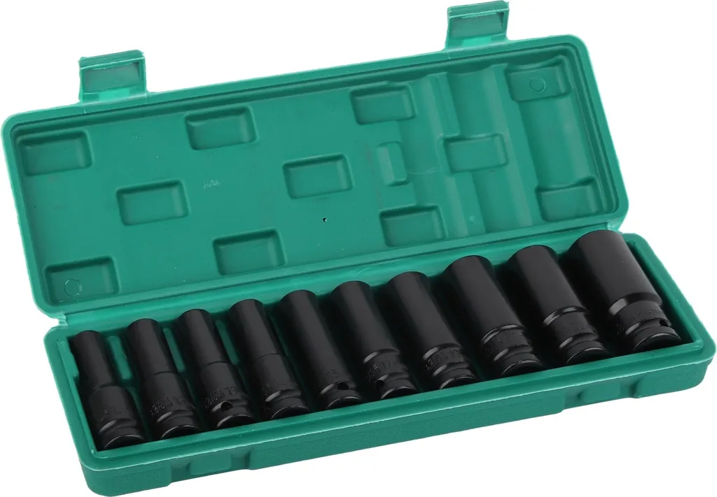 Kit Bussole Impatto 1/2 10 Pezzi Acciaio Carbonio Nero Professionale