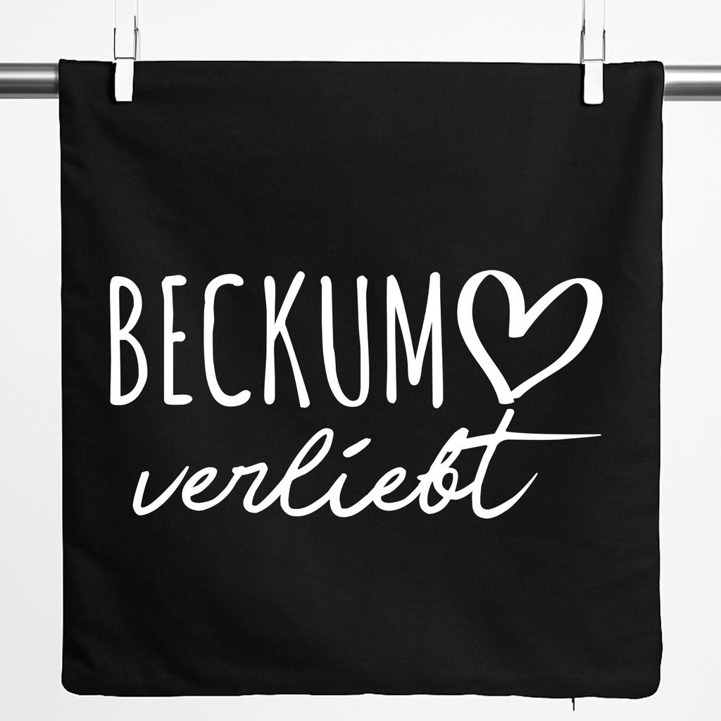 Huuraa Kissenbezug Beckum verliebt 40x40cm Black Baumwolle Dekokissenbezug Geschenkidee