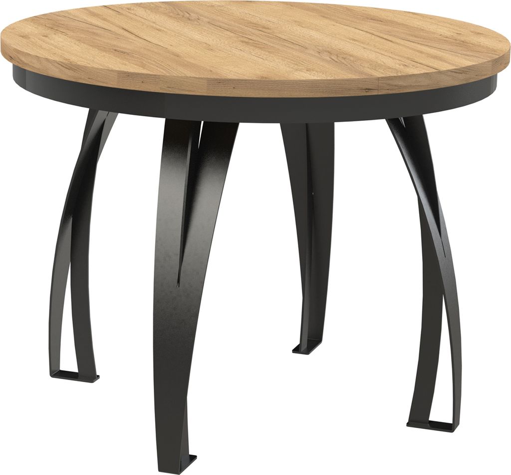 MEBLINI Esstisch Rund Ausziehbar aus Metall - Loft - Esszimmertisch Modern - Küchentisch - Ausziehtisch - Round Dining Table - Esszimmertische - 1...