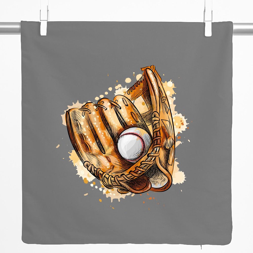 Huuraa Kissenbezug Baseballhandschuh und Ball Spieler bunte Silhouette 40x40cm Steel Grey Baumwolle Dekokissenbezug Geschenkidee