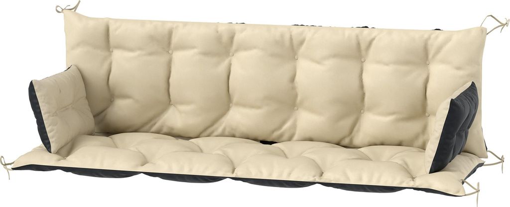 Outdoor-Kissen-Set für Bank oder Hollywoodschaukel, zweifarbig, Polyester, Schaumstoff, 180 x 110 x 8 cm, Beige+Schwarz