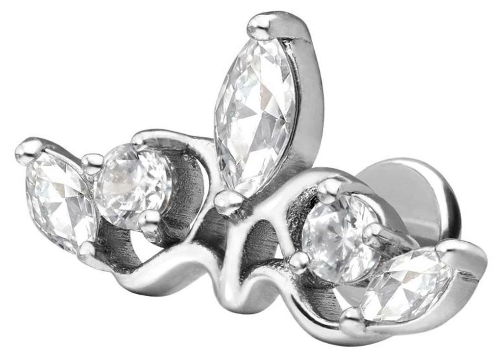 Ohrpiercing, Nasenpiercing Titan Labret mit Push Fit GOTISCHE KRONE Silber Stablänge: 5mm | Stabstärke: 1mm