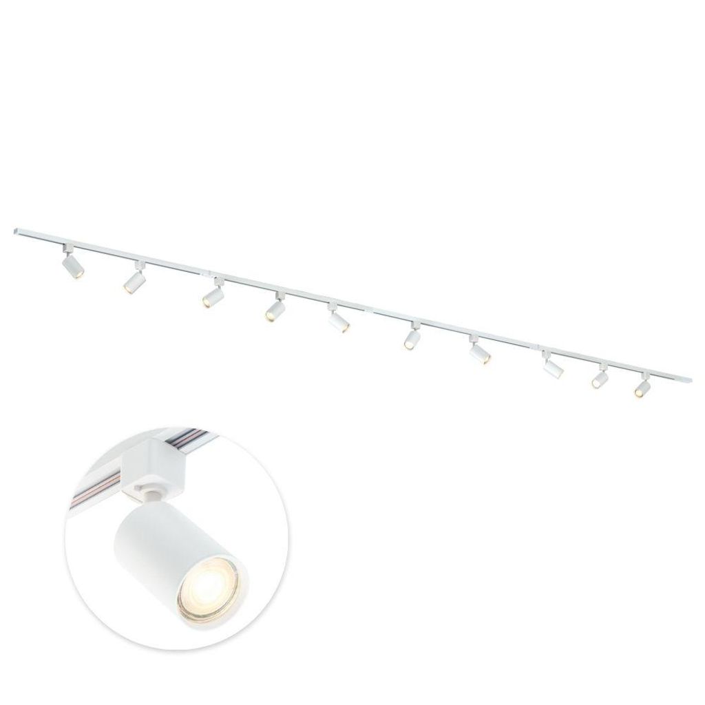 Qub Focus III - LED Schienensystem - Weiß - 1-Phasen - 600cm - 10x GU10 Spots - I-Form